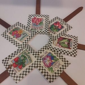 Garden Fresh B. Mock Garden Stakes Fruit Vegetables Floral/Wood NOTE